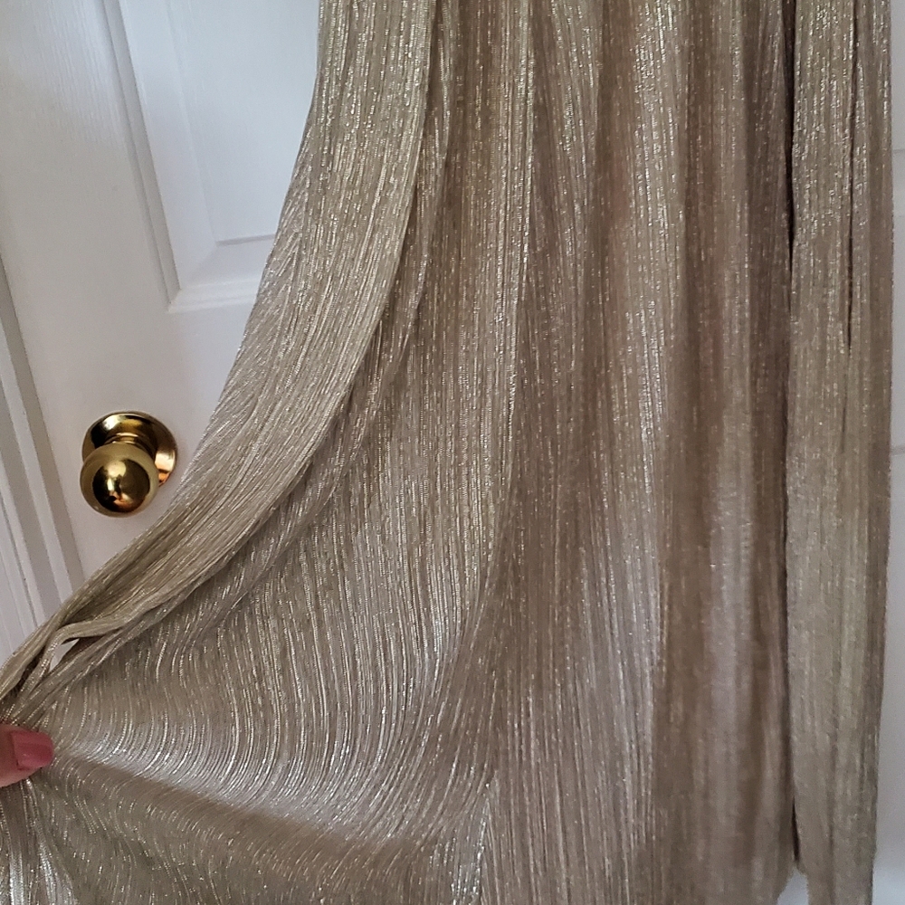 Fabulous Gold Anne Klein Bella Crinkly Dress - Picture 6 of 7